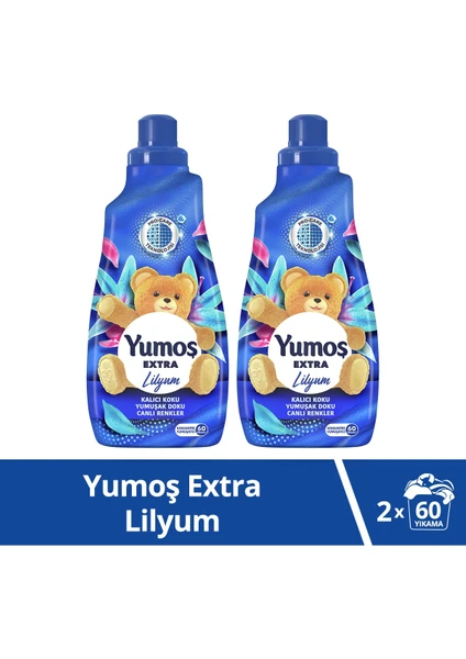 Extra Lilyum Konsantre Çamaşır Yumuşatıcı 1440 ml 60 Yıkama X2