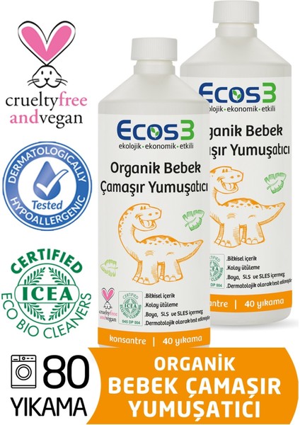 Bebek Çamaşır Yumuşatıcı 80 Yıkama 2 x 1000 ml