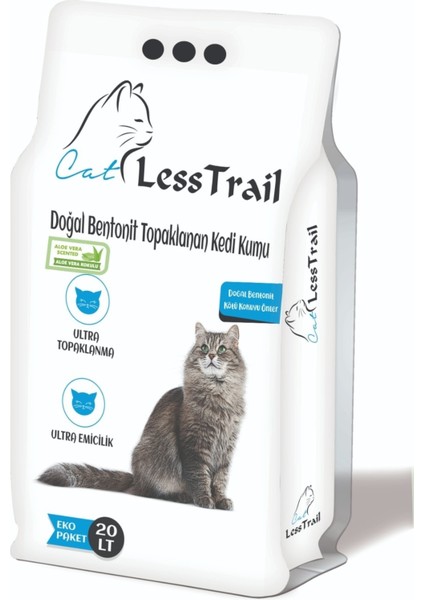 Trail 20 Lt Ince Tane Aloevera Kokulu Beyaz Bentonit Kedi Kumu