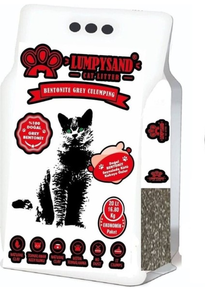 Gri Sodyum Bentonit Kedi Kumu Marsilya Sabun Kokulu 20 Lt (16.80 Kg) Ince Taneli