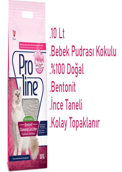 Pro Line Bebek Pudrası Kokulu Ince Taneli Kedi Kumu 10 Lt+Proplan Purina Yaş Mama fırsatları
