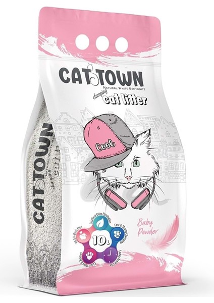 Cat Town Ince Taneli Topaklanan Kedi Kumu 10 Lt Bebek Pudralı Cat Town Baby