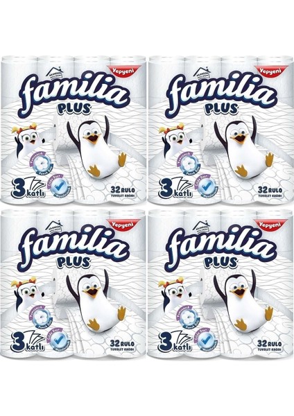 Plus Tuvalet Kağıdı 3 Katlı 32 Rulo x 4 Adet