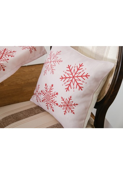 Kartanesi Baskılı Kumaş Beje Kırmızı Kırlent Kılıfı 45X45 cm İkili -1437 fiyatları
