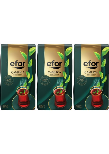 Efor Çay Efor Çamlıca Siyah Dökme Çay 1000GR. 3'lü Set