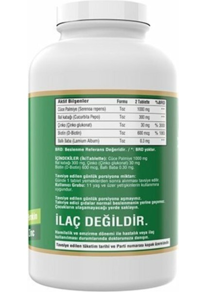 Saw Palmetto 1000 Mg Pumpkin Biotin Zinc Complex 180 Tablet fiyatları