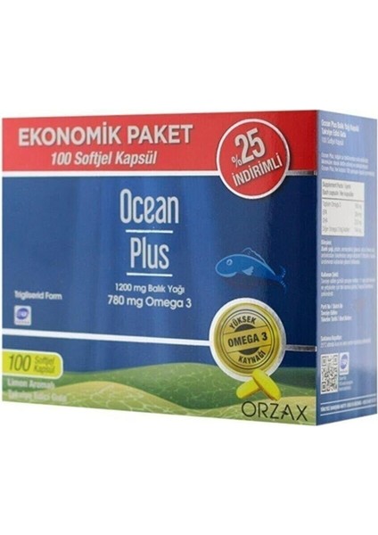 Ocean Plus Omega 3 1200 Mg 100 Kapsül | Ekonomik Paket