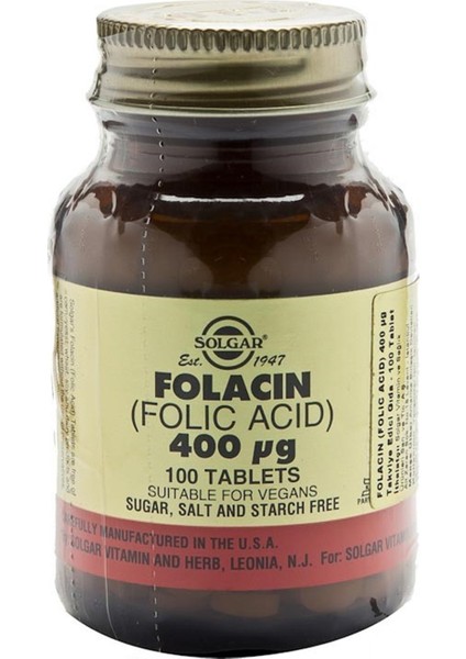 Folic Acid (Folacin) 400 Mcg 100 Tablet