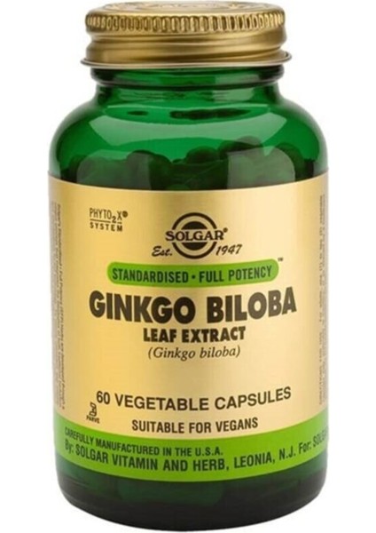 Ginkgo Biloba Leaf Extract 60 Kapsül