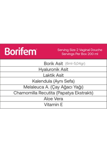 Borifem Vajinal Duş 200 Ml