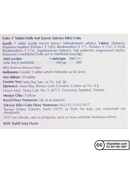 Folic 1 30 Tablet