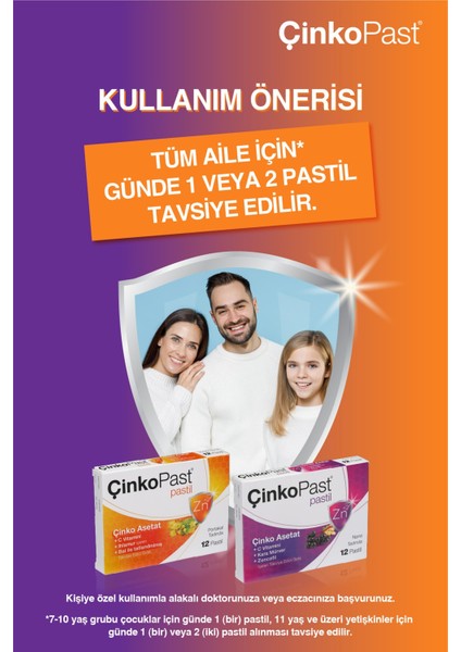 Zencefil & Karamürver Çinko Asetat Pastil 3'Lü Set 36 Adet
