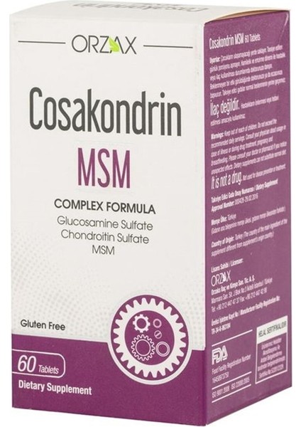 Ocean Orzax Cosakondrin Msm 60 Tablet (Mıad:04/2025)