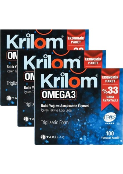 Krilom Omega 3 Balık Yağı 100 Kapsül X 3 Adet