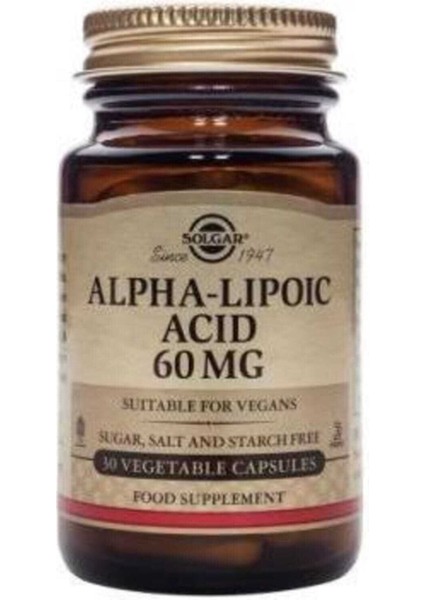 Alpha Lipoic Acid 60 Mg 30 Bitkisel Kapsül