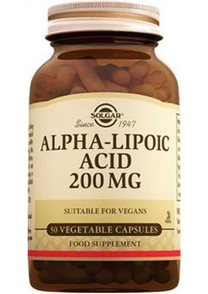 Alpha Lipoic Acid 200 Mg 50 Bitkisel Kapsül