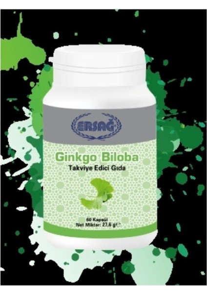 Ginkgo Biloba Takviye Edici Gıda 60 Kapsül Ersağ Ginkgo