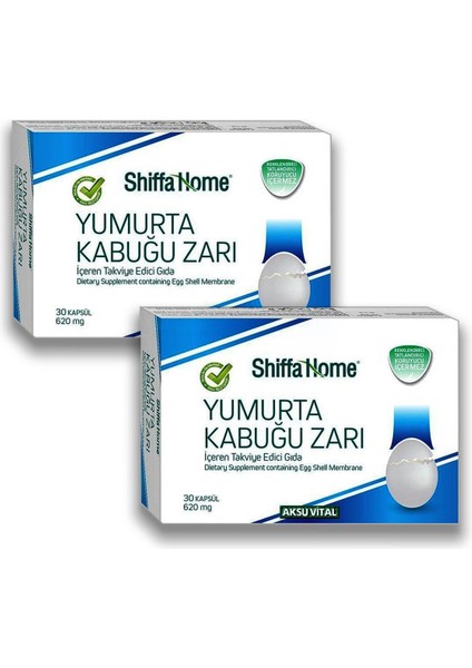 Shiffa Home 2 Adet Aksuvital Yumurta Kabuğu Zarı 620mg 30 Kapsül