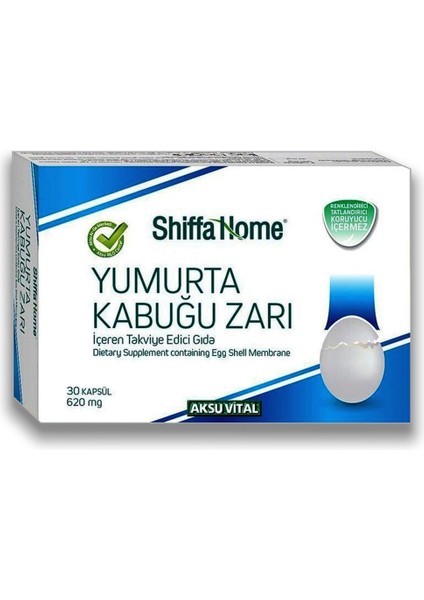 Shiffa Home 2 Adet Aksuvital Yumurta Kabuğu Zarı 620mg 30 Kapsül