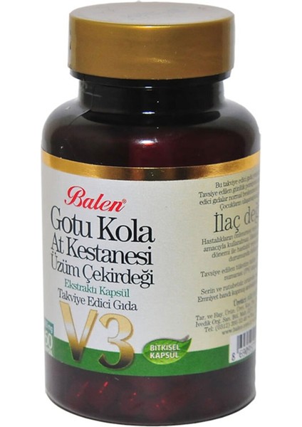 Gotu Kola At Kestanesi Üzüm Çekirdeği Ekstratı V3 60 Kapsül