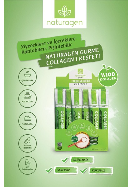 Gurme Saf Collagen Peptides Stick 24x5g (Tip 1&Tip 3 Sığır ) Helal Se