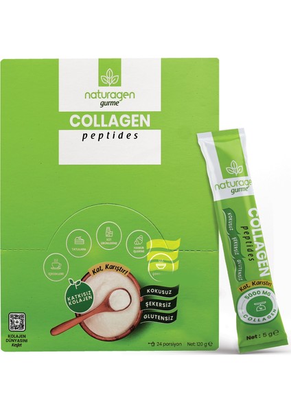 Gurme Saf Collagen Peptides Stick 24x5g (Tip 1&Tip 3 Sığır ) Helal Se