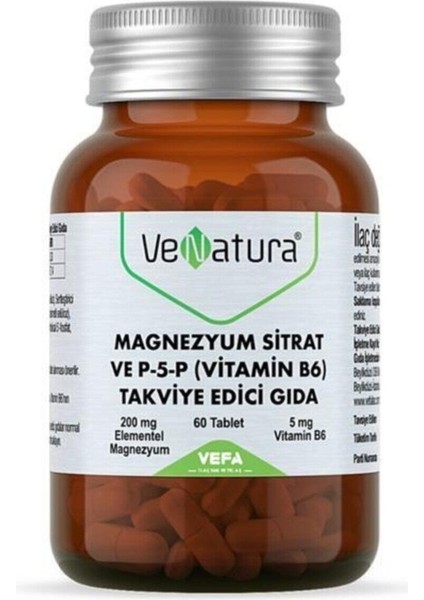 Magnezyum Sitrat Ve P-5-P Vitamin B6 60 Tablet