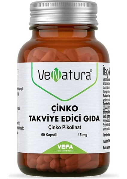 Çinko Takviye Edici Gıda 15 Mg 60 Kapsül