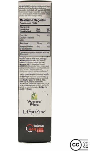 Çinko Plus 15 Mg 30 Kapsül