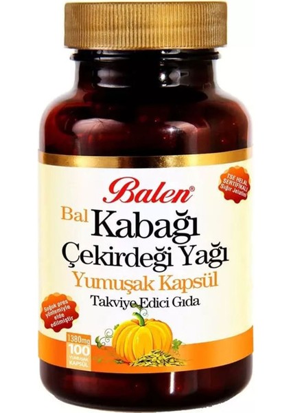 Bal Kabak Çekirdeği Yağı Kapsülü 1380 Mg 100 Adet