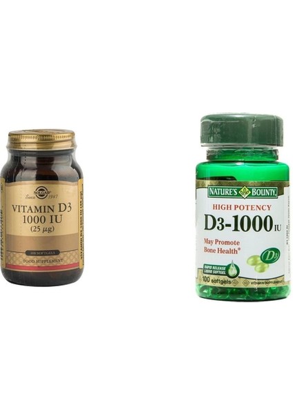 Vitamin D3 1000 Iu 100 Kapsül + Nature's Bounty Vitamin D3 1000 Iu 100 Softjel