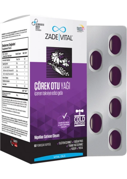 Zade Vital Çörek Otu Yağı Blister 60 Kapsül