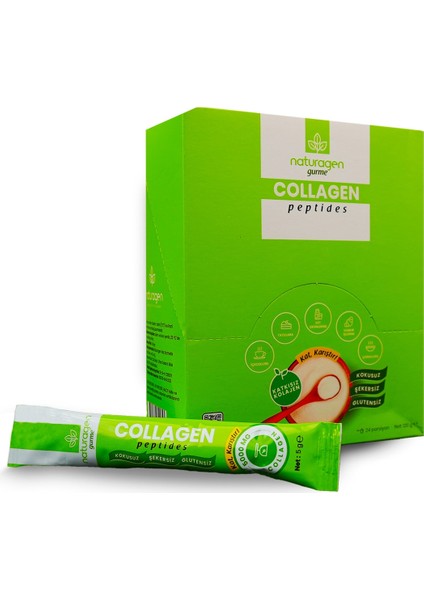 Gurme Saf Collagen Peptides Stick 24x5g (Tip 1&Tip 3 Sığır ) Helal Se