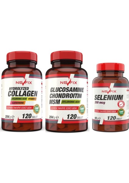 Selenyum 200 Mcg Collagen 1000 Mg Glucosamine 1500 Mg 3 Ürün 1'De