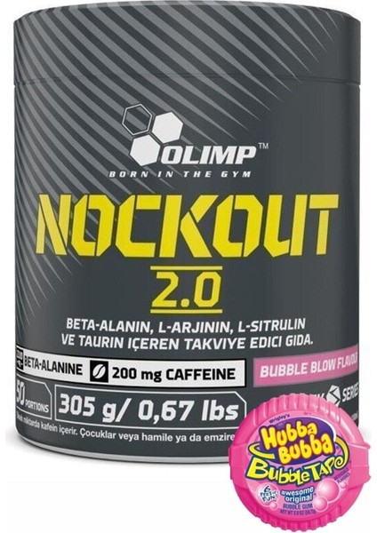 Nockout 2.0 Sakız Aromalı 305 Gr Arjinin Taurin Kafein Beta Alanin Karabiber Ekstresi