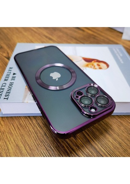 Apple Iphone 12 Pro Max Kılıf Kamera Lens Korumalı Logo Gösteren Halkalı Arkası Şeffaf Parlak Kenarlı