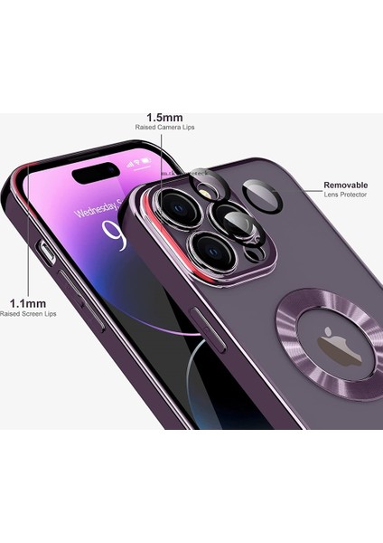 Apple Iphone 11 Pro Max Kılıf Kamera Lens Korumalı Logo Gösteren Halkalı Arkası Şeffaf Parlak Kenarlı