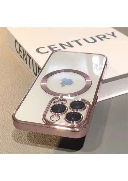 Apple Iphone 12 Pro Max Kılıf Kamera Lens Korumalı Logo Gösteren Halkalı Arkası Şeffaf Parlak Kenarlı