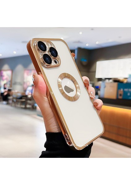 iPhone 13 Pro Max Kılıf Uyumlu Kamera Korumalı Yuvarlak Logo Halkalı Yumuşak Silikon Kapak