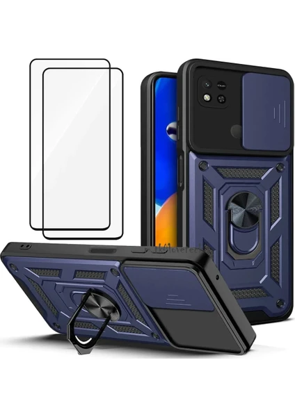 MTK Moveteck Xiaomi Redmi Poco C40 Uyumlu Kılıf Kamera Korumalı Sürgülü Armor Military Tank Zırh Kapak