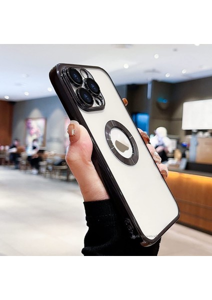 iPhone 14 Pro Kılıf Uyumlu Kamera Korumalı Yuvarlak Logo Halkalı Yumuşak Silikon Kapak Kapak
