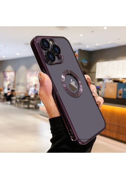 iPhone 12 Pro Max Kılıf Uyumlu Kamera Korumalı Yuvarlak Logo Halkalı Yumuşak Silikon Kapak
