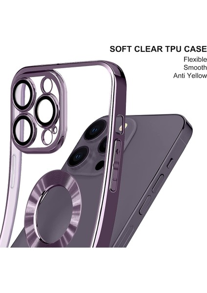 iPhone 12 Pro Max Kılıf Uyumlu Kamera Korumalı Yuvarlak Logo Halkalı Yumuşak Silikon Kapak