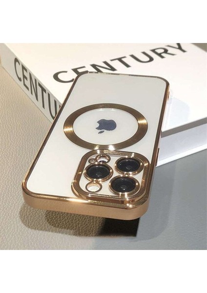 Apple Iphone 12 Pro Max Kılıf Kamera Lens Korumalı Logo Gösteren Halkalı Arkası Şeffaf Parlak Kenarlı