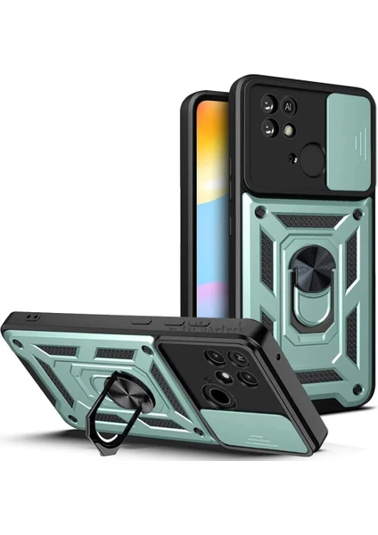 MTK Moveteck Xiaomi Redmi Poco C40 Uyumlu Kılıf Kamera Korumalı Sürgülü Armor Military Tank Zırh Kapak