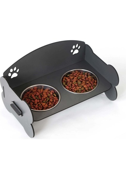 Kedi Mama Kabı Füme Kemikli Kedi Mama ve Su Kabı Kedi Yemek Kabı
