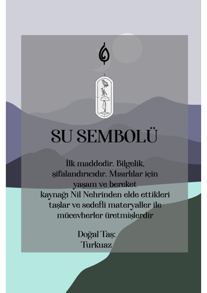 Su Elementi 68 cm Gümüş Turkuaz Taşlı Erkek Kolye