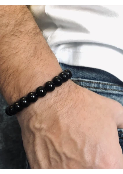 Padore Accessory Erkek - Parlak Siyah Onix Doğal Taş Padore Bileklik