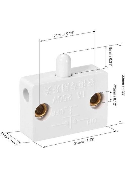 250V 1A Dolap Kapak Switch Nc - Beyaz
