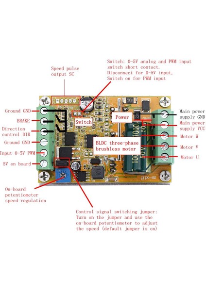 Dc 6.5-50V 380W Bldc 3 Fazlı Fırçasız Motor Sürücü